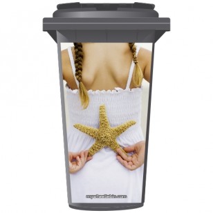 Young Girl With A Star Fish Wheelie Bin Sticker Panel